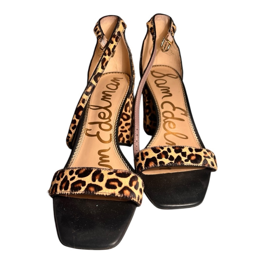 SAM EDELMAN  Daniella Leather Cow Hair Animal Print  Mob Wife  Heel SIZE 10